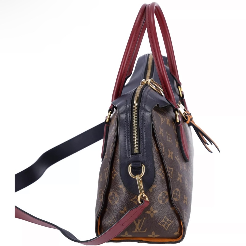Louis Vuitton Tuileries Monogram Canvas Satchel Shoulder Bag Brown Blue - Picture 5 of 12